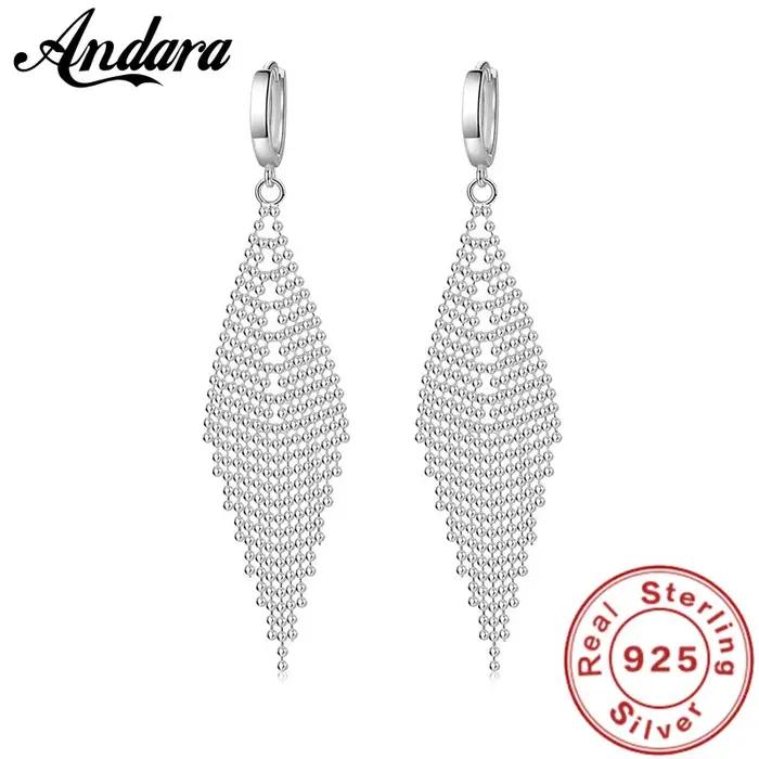 Boucles d'oreilles longues en argent Sterling 925