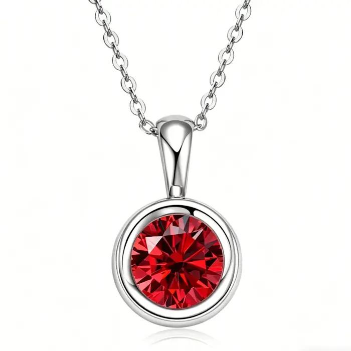 Collier pendentif solitaire rond en argent sterling 925 avec halo serti
