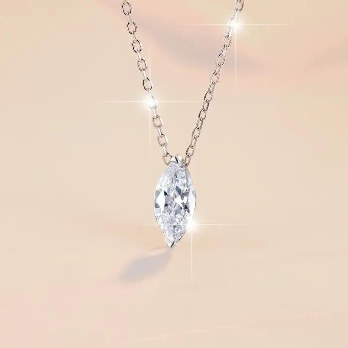 Collier en Moissanite taille Marquise brillante Lnngy