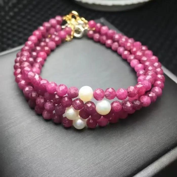 Unité un Bracelet populaire spécial rubis naturel cristal guérison facettes perle