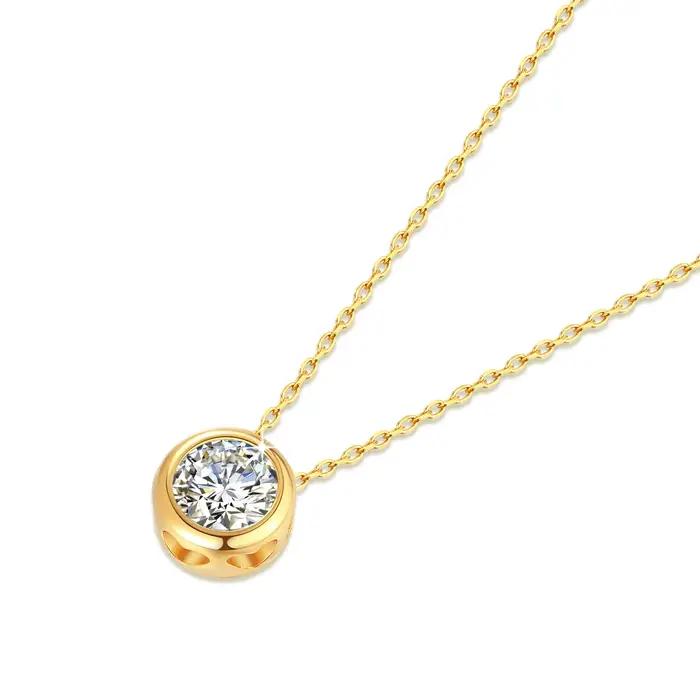 Collier en or 100% véritable 18 carats avec Moisanite 0