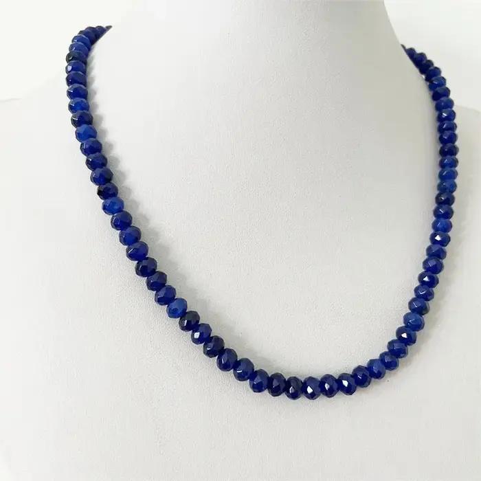 Collier en Jaspe Saphir Bleu Profond Facetté 4*6MM