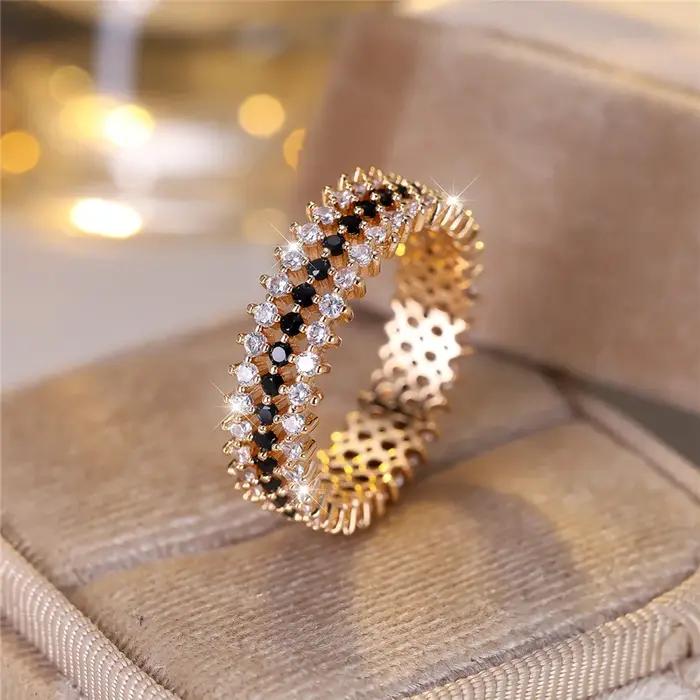 Bague de luxe en pierre de Zircon ronde pour femmes