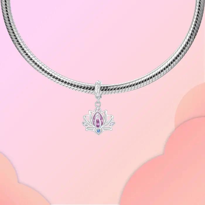 Pendentif fleur de Lotus en argent Sterling 925