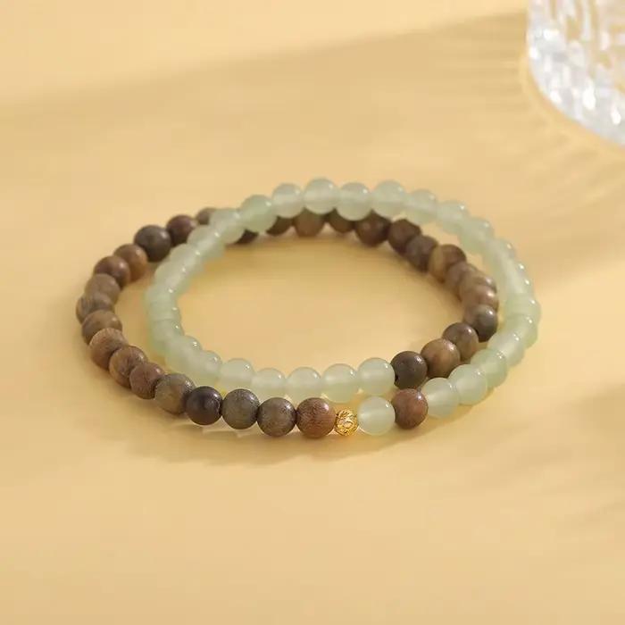 Bracelet en argent sterling 925 sertie de jade blanc et bois de santal élégant pour femme occasions spéciales engagement anniversaire mariage cadeau