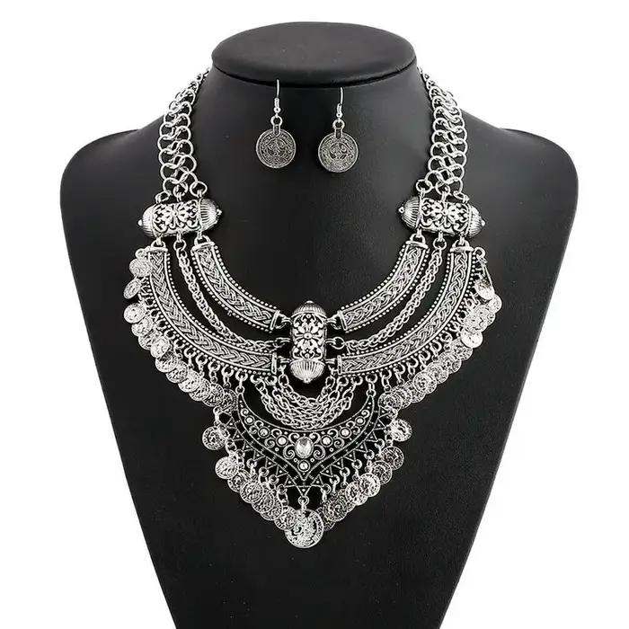 Ensembles de bijoux de collier ras du cou pour femmes, collier de déclaration bohème gitane ethnique