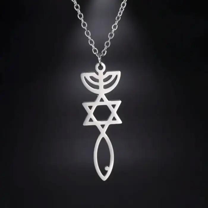 Collier messianique en acier inoxydable avec étoile de David, menorah et poisson pour homme et femme, cadeau idéal pour les occasions spéciales