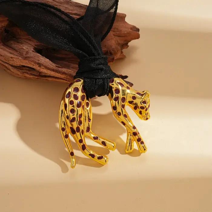 Collier pendentif léopard huile goutte à goutte chaîne de clavicule détachable pour femmes style mode casual y2k tracker d'humeur bijoux à la mode occassions spéciales quotidiennes