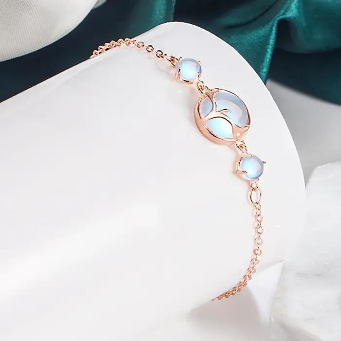 Charmant bracelet en argent sterling 925 avec zircon pour femme