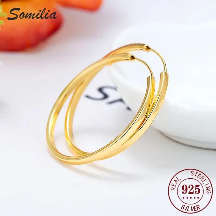 Grandes boucles d'oreilles en argent sterling 925 pour femmes