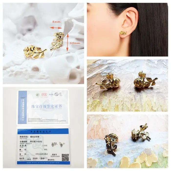 Clous d'oreilles Roses coquille flocon de neige Europe bijoux Vintage pour les femmes nouveau cadeau