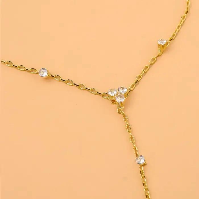 Bracelet géométrique en métal et cristal pour femmes