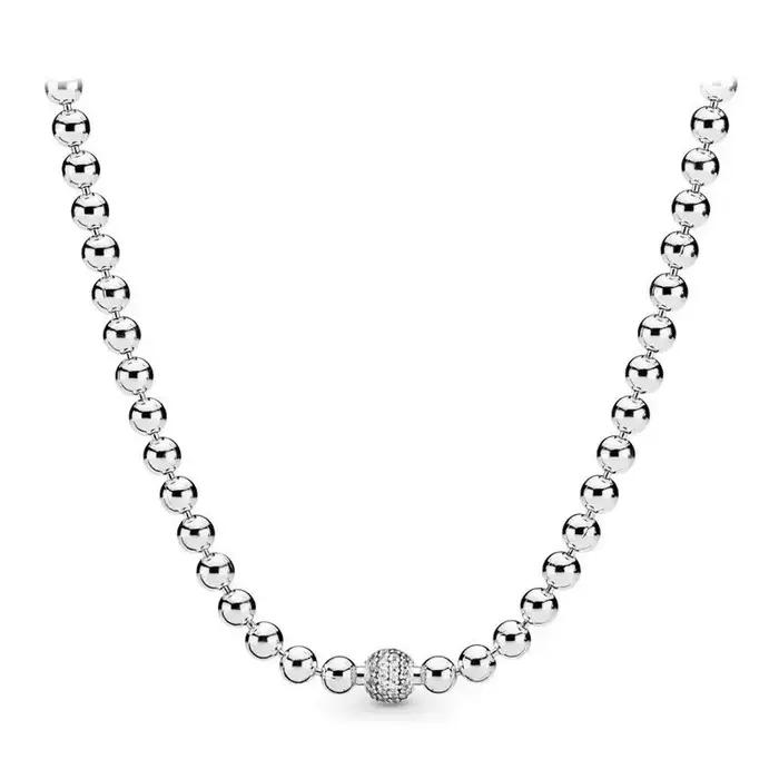 Collier scintillant en forme de flocon de neige en argent sterling s925 avec perles rondes et pendentif pour femmes pour occasions spéciales et cadeaux de mariage
