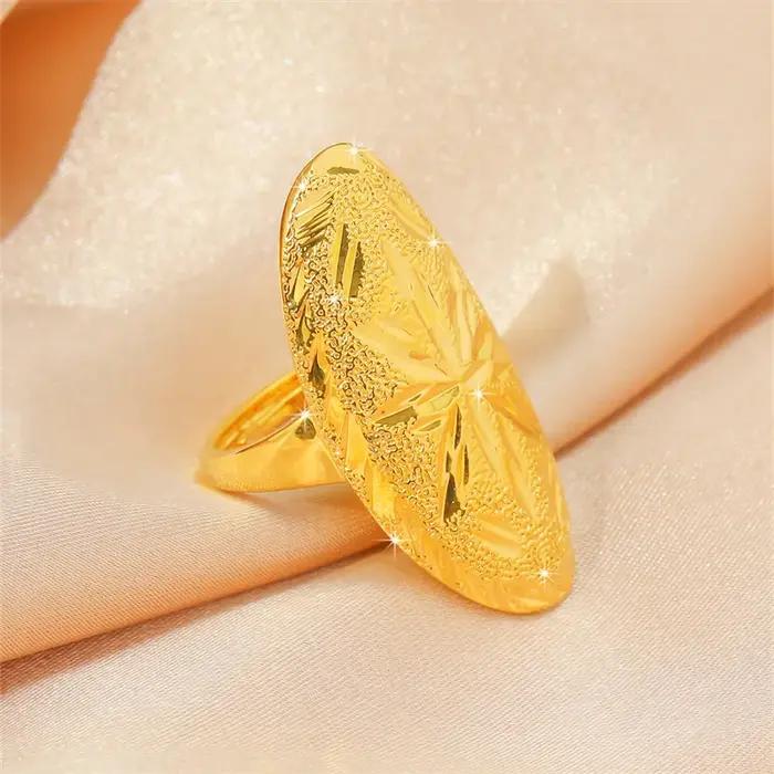 Grande bague exagérée en or pour femme, document élégant, mariée, anniversaire, mariage, fiançailles