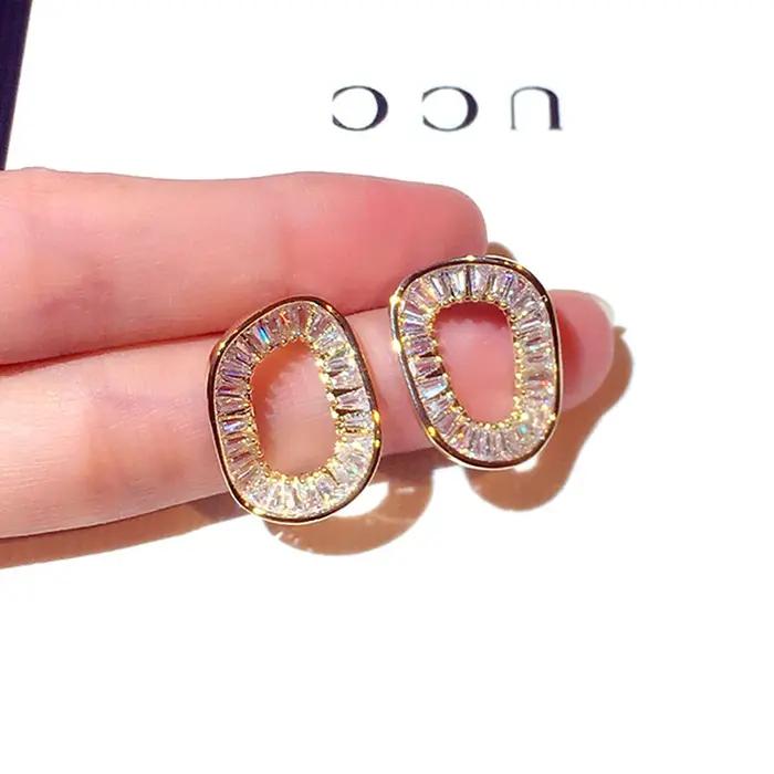 Boucles d'oreilles carrées en Zircon cubique Super brillant pour femmes