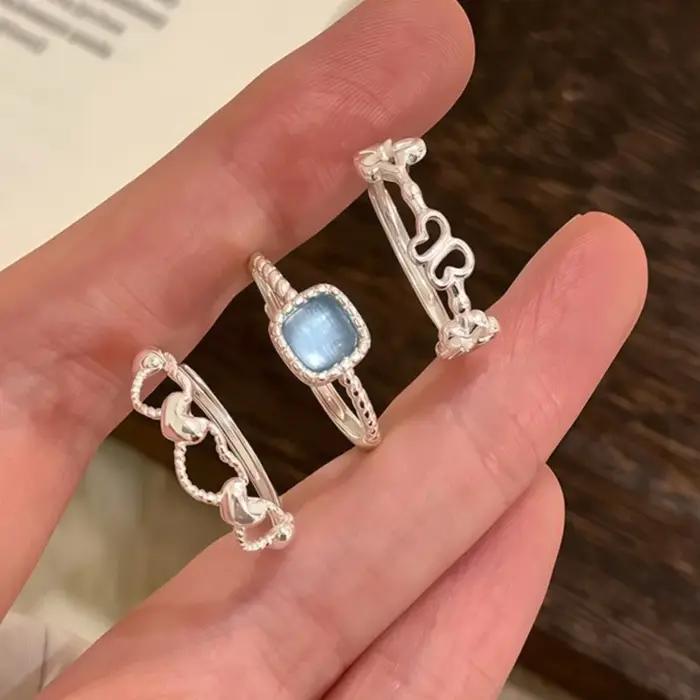 Sam Panda – bague en argent Sterling 925 avec Zircon bleu pour femmes