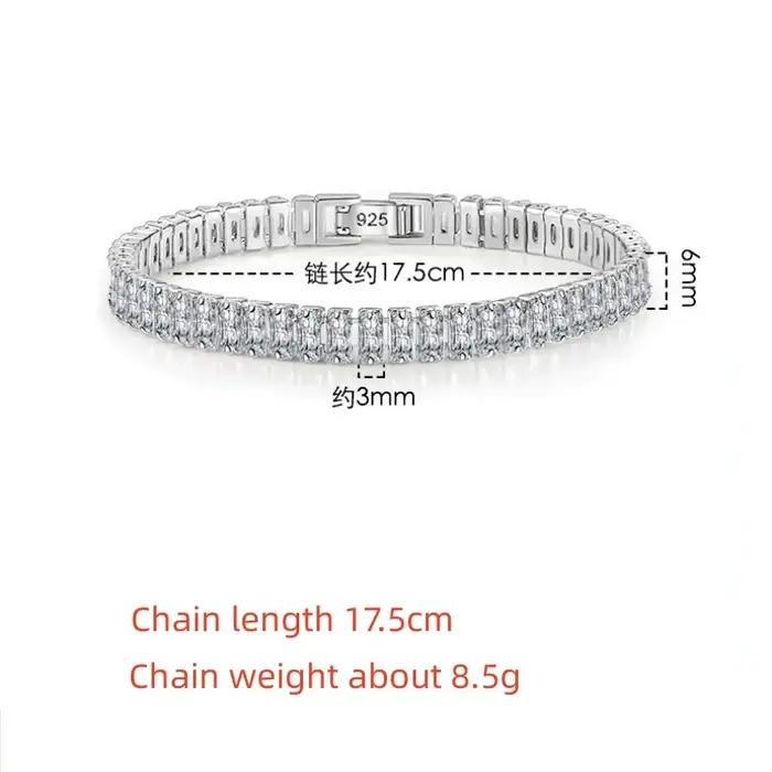 Bracelet en argent sterling 925 avec cristaux blancs scintillants pour femmes et hommes pour parties et cérémonies spéciales