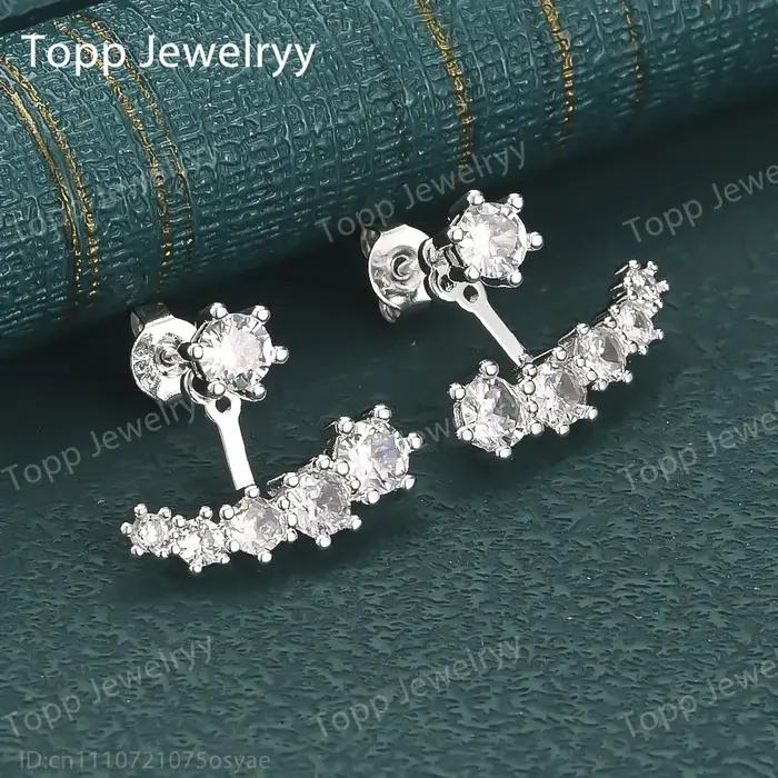 Boucles d'oreilles en argent sterling 925 avec diamants exquis pour femmes