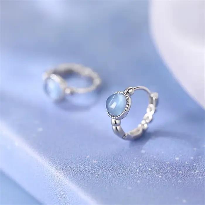 Boucles d'oreilles JellyStory Aquamarine en argent S925 pour femmes élégantes et sophistiquées pour les occasions spéciales et les événements quotidiens