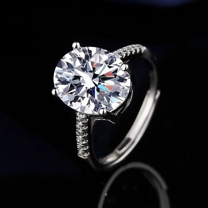Bague classique en argent sterling 925 avec diamant moissanite rond à 4 griffes, solitaire, pour fiançailles et mariage, pour femme