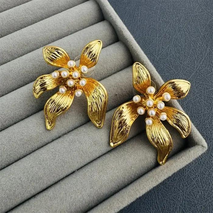 Oscar De La Renta – boucles d'oreilles surdimensionnées en perles pour femmes, bijoux en émail Flora