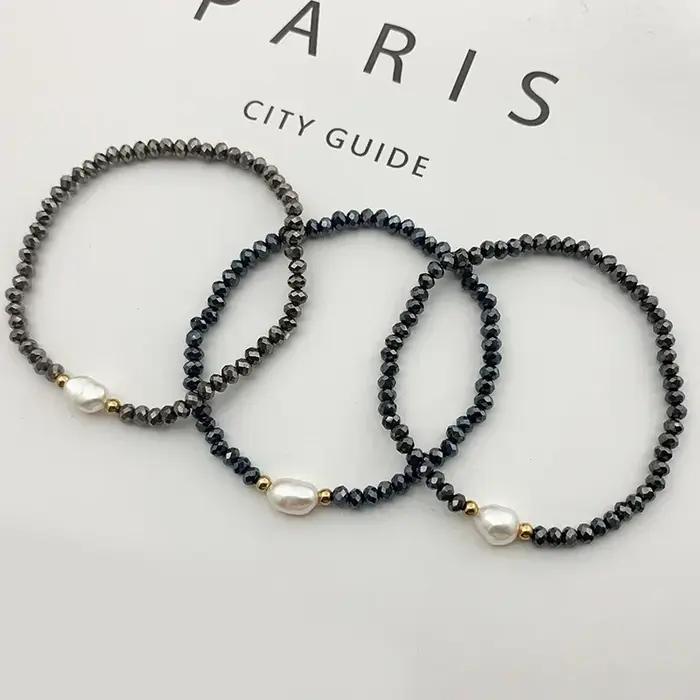 Boho verre bracelets porte-bonheur pour femmes fille à la main bijoux de mode Bracelet de perles d'eau douce