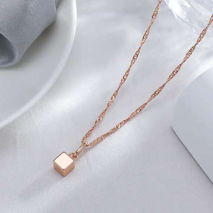 Jcorde YDREAM-Pendentif Carré Brcorporelle pour Femme, Collier Long, Bijoux Géométriques pour Bol, A