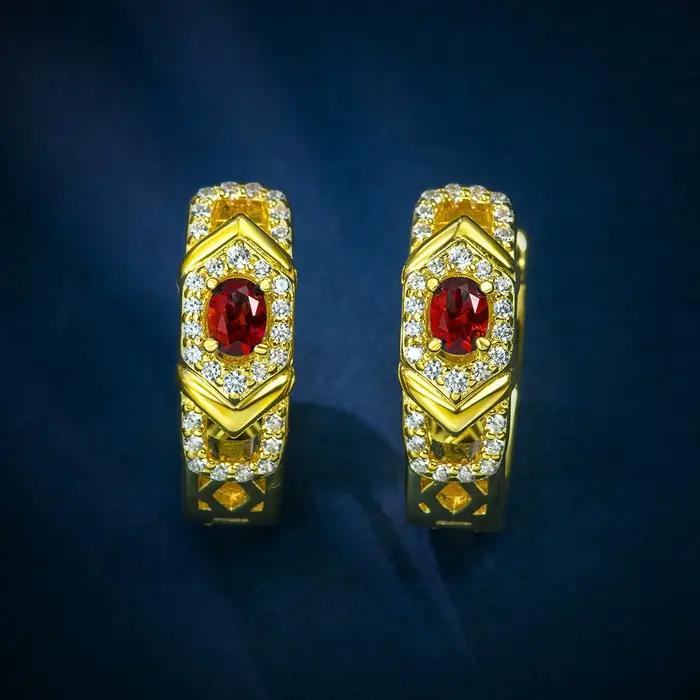 WUIHA Vintage 925 en argent Sterling laboratoire saphir émeraude rubis diamants à haute teneur en carbone cerceaux de fiançailles de mariage boucles d'oreilles bijoux fins
