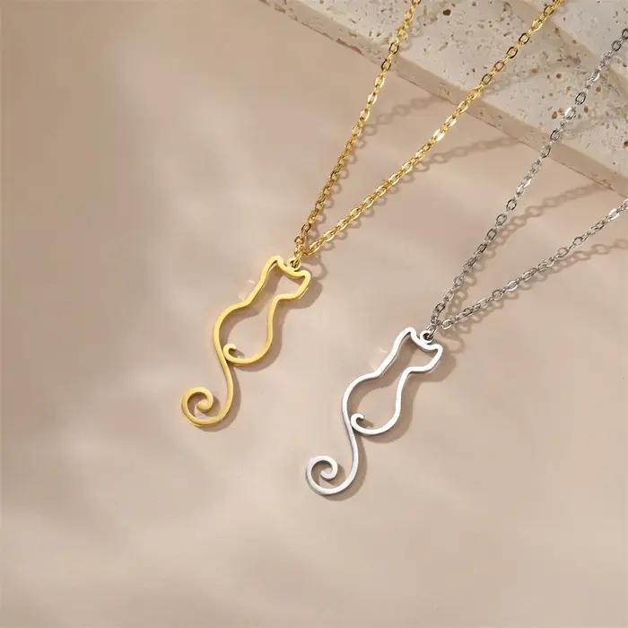 My Shape Colliers pendentif os de chat et de poisson pour femmes et filles