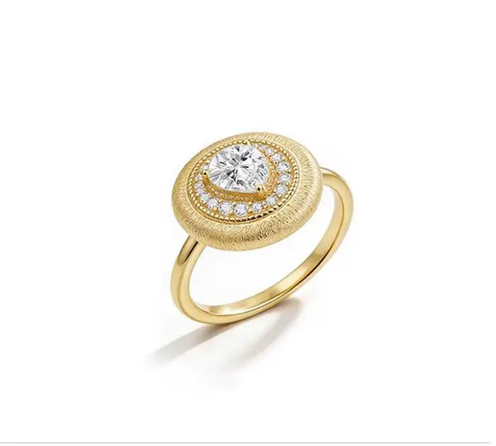 JEWELLWANG – bague en saphir blanc pour femme, cadeau, style palais royal, artisanat italien brossé,