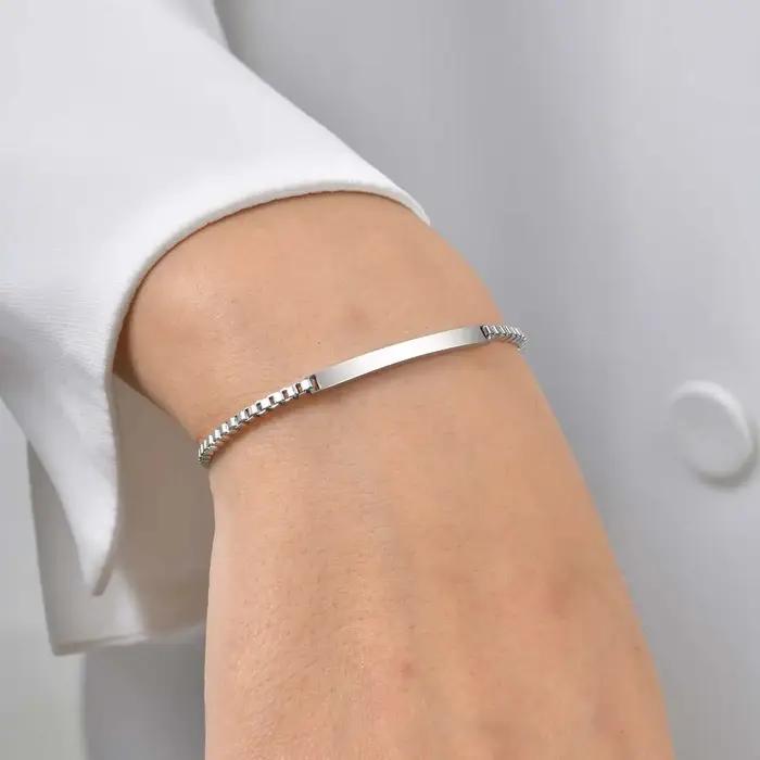 Bracelet Chaîne à Barre Vierge en Acier Inoxydable Pour Amoureux Occasions Spéciales Saint Valentin Cadeau Romantique