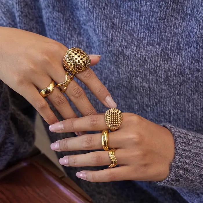 Uworld – bagues uniques de styliste plaqué or 18 carats