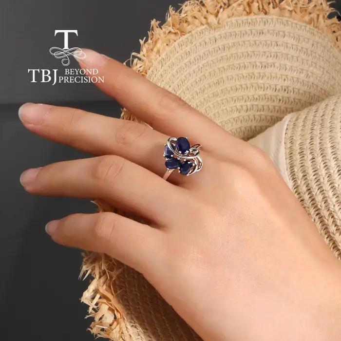 Bague en argent sterling 925 saphir bleu élégante à offrir pour femme occasions spéciales partis soirées prestige fiançailles mariage