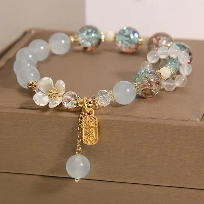 Bracelet en chalcédoine naturelle style coréen pour femme