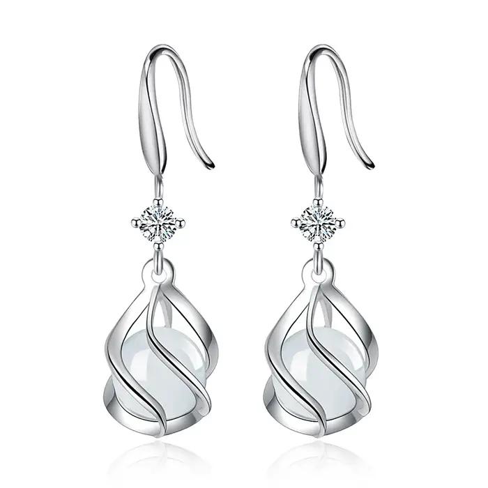 Boucles d'oreilles spirales élégantes en argent sterling 925 pour femmes