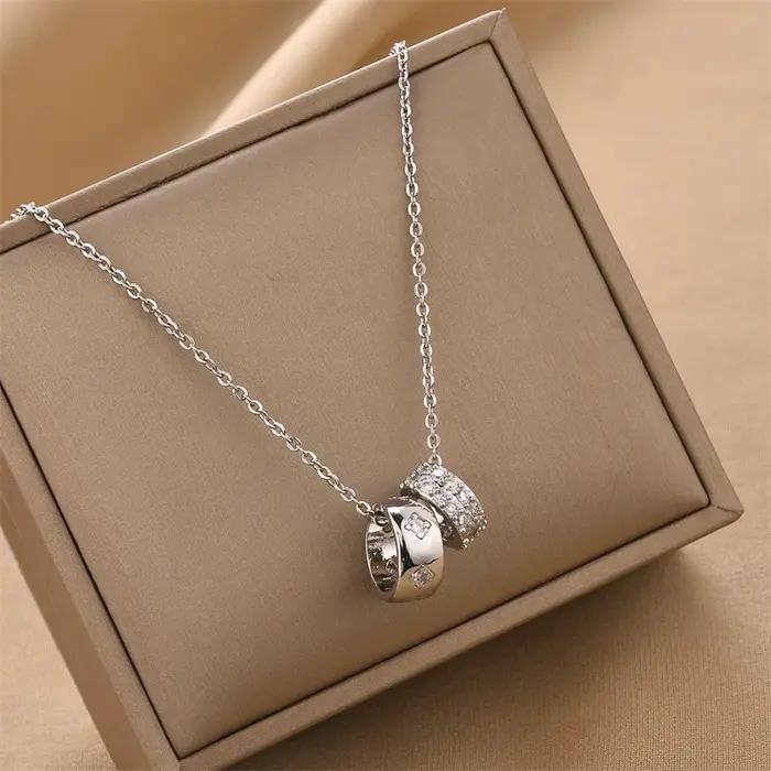 GD – collier en losange en cristal pour femmes