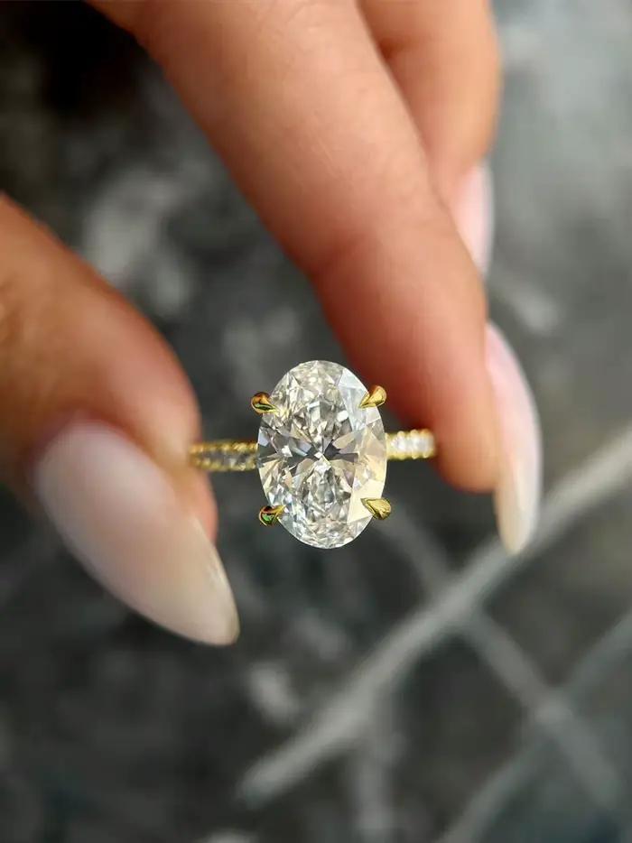 Bague ovale en argent Sterling 925 pour femmes