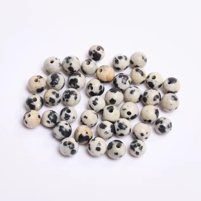 40-15 pièces/sac 4mm/6mm/8mm/10mm/12mm pierre naturelle ronde en vrac perle de jaspe dalmatien pour la fabrication de bijoux bracelet à bricoler soi-même