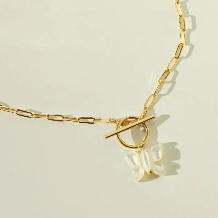 Collier papillon rempli d'or 14 carats pour femme