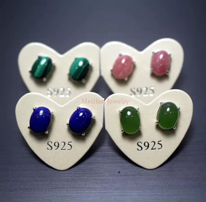 Meihan – boucles d'oreilles en argent naturel avec pierres semi-précieuses