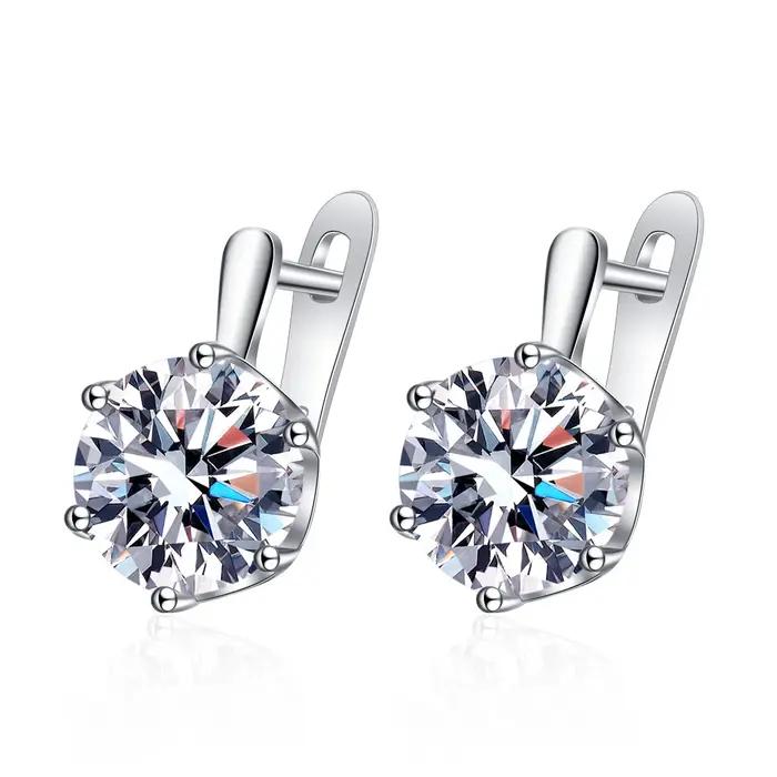 Boucles d'oreilles en argent sterling 925 avec cristaux violets brillants pour femmes