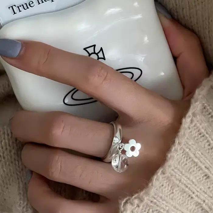 XIYANIKE – bagues ouvertes en forme de fleur de cristal pour femmes et filles, accessoires de bijoux du nouvel an, cadeau de fête, Anillos Mujer