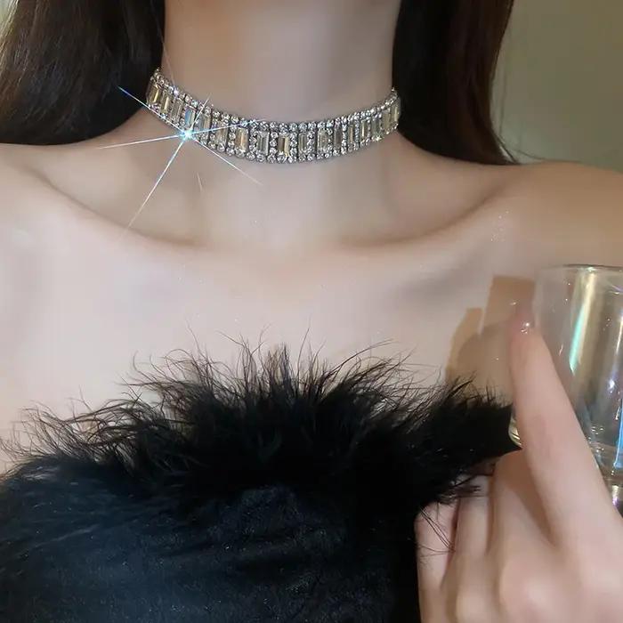 FYUAN – colliers ras de cou géométriques en cristal pour femmes