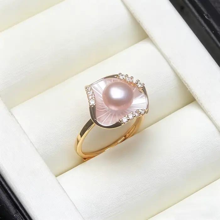 Bague en argent sterling 925 véritable avec perle