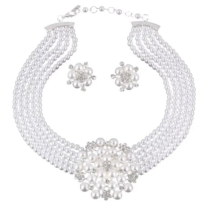 Ensemble de Bijoux Audrey Hepburn en Plastique Blanc pour Femmes Occasions Spéciales Soirées Cocktail Halloween Noël