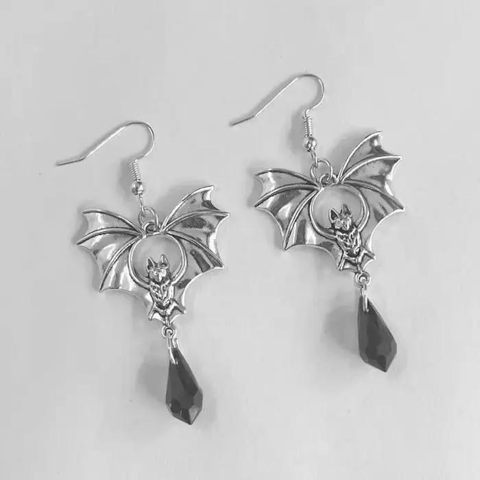 Boucles d'oreilles gothiques en forme de corbeau rouge et noir pour femmes, style néo-gothique, accessoires de fête de vacances, boucles d'oreilles de personnalité uniques à la mode