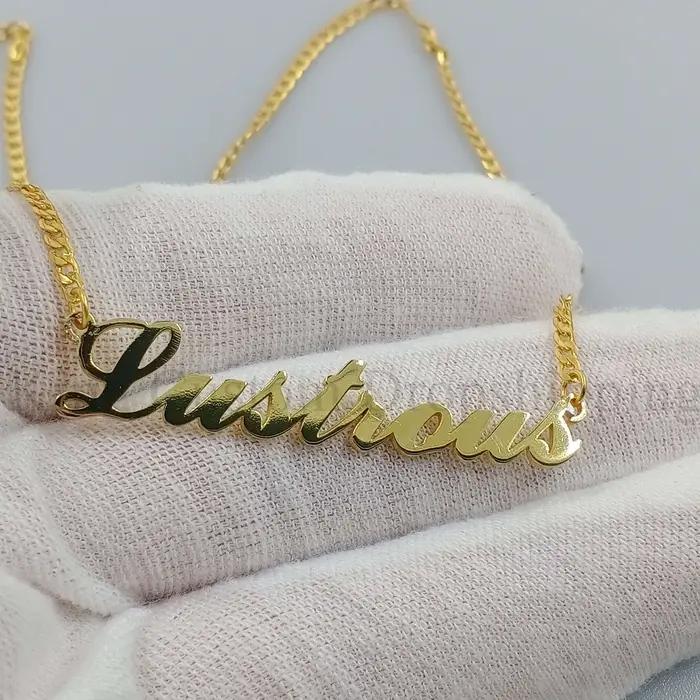 Collier personnalisé plaqué or 18k avec nom écrit à la main