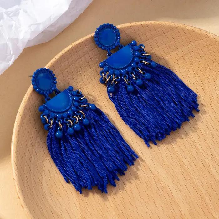 Boucles d'oreilles longues à pampilles, nouveau Style chinois, multicolore, minimaliste, tendance, bijoux de déclaration, accessoires d'oreille