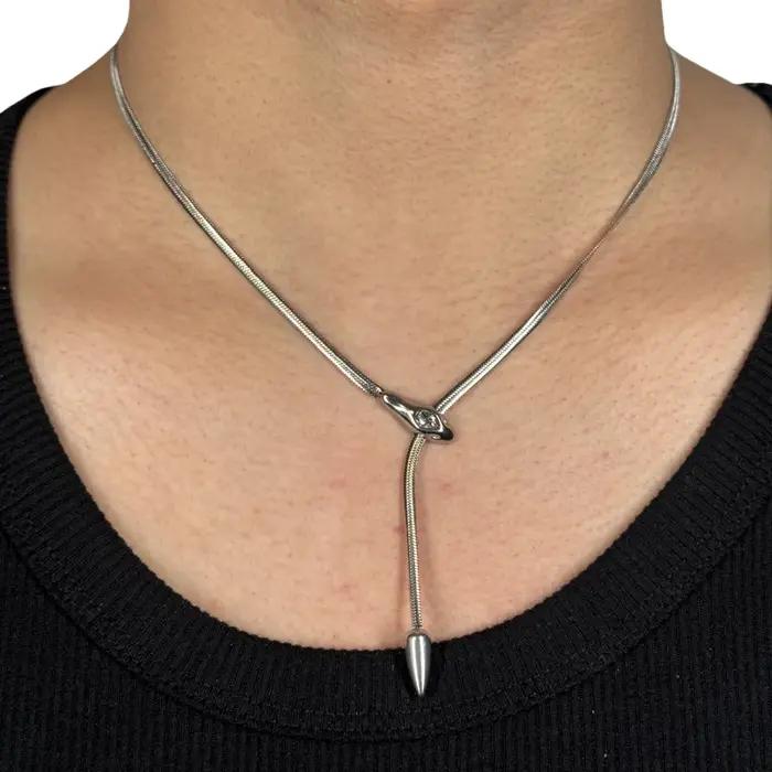 Collier Punk en forme de serpent en acier inoxydable
