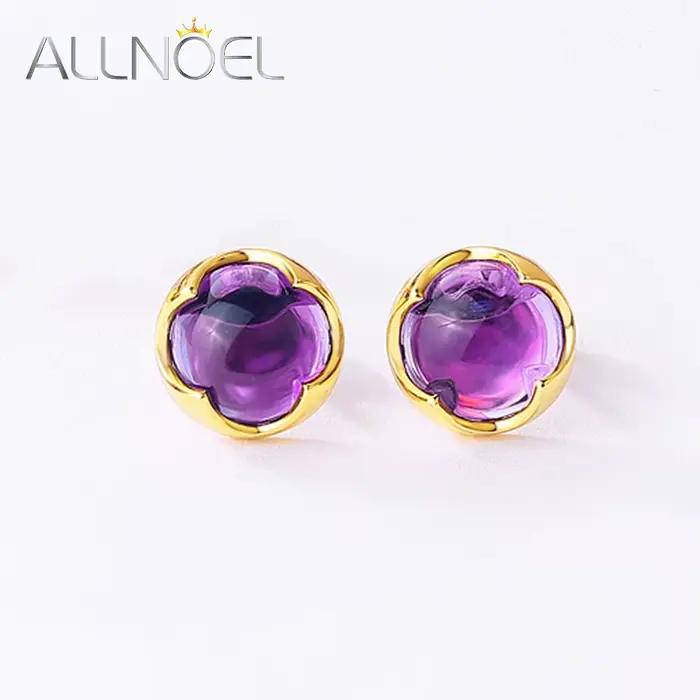 ALLNOEL-Boucles d'oreilles à tige en argent regardé 925 pour femme, pierres précieuses colorées, sty